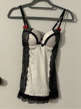 La SENZA Black and White Lacy Lingerie Top